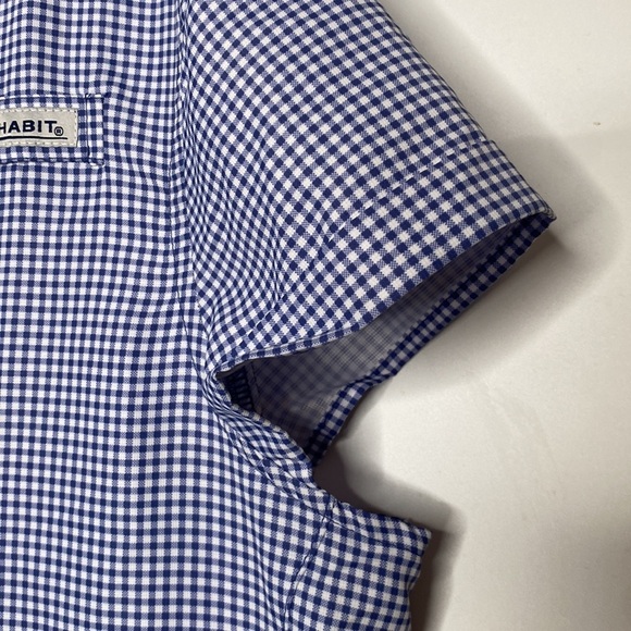 Habit Women's Blue & White Check Print Button-Down Shirt Cap Sleeves size 2XL - Picture 4 of 10